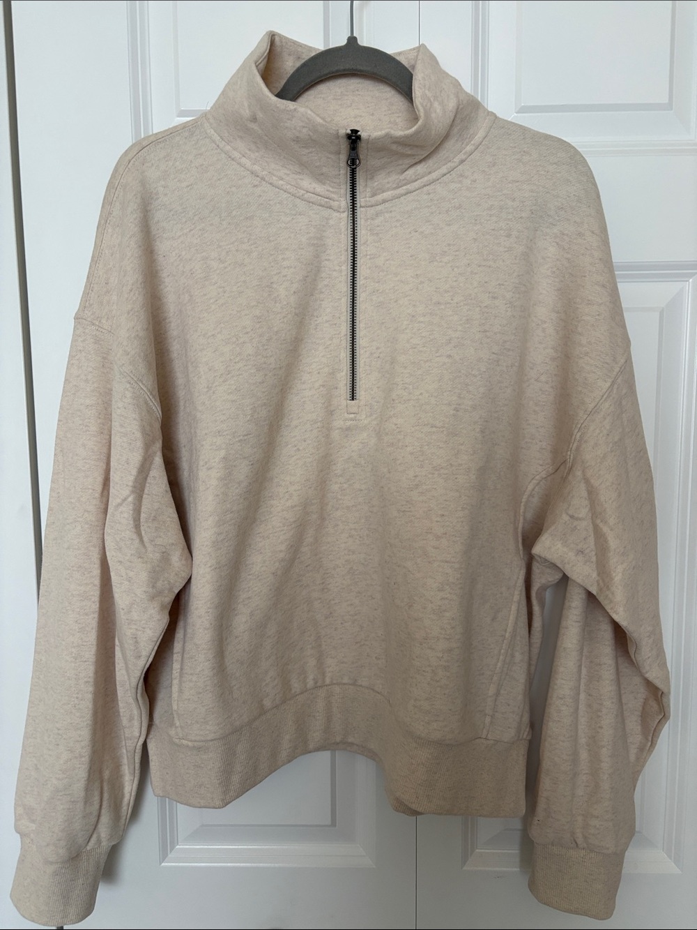 Marine Layer Women's Half-Zip Pullover Sweatshirt - Light Beige